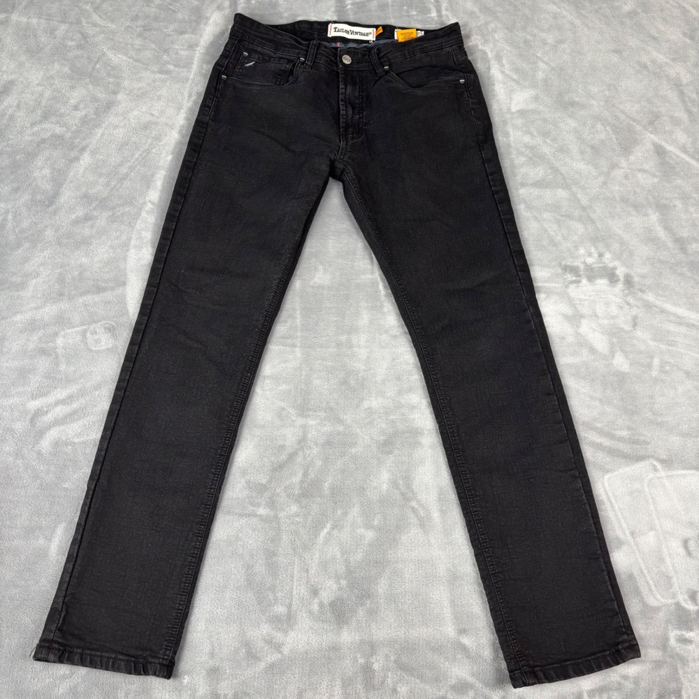 Tailor Vintage Connecticut Slim Fit Comfort Stretch Black Denim Mens Jeans 32x32